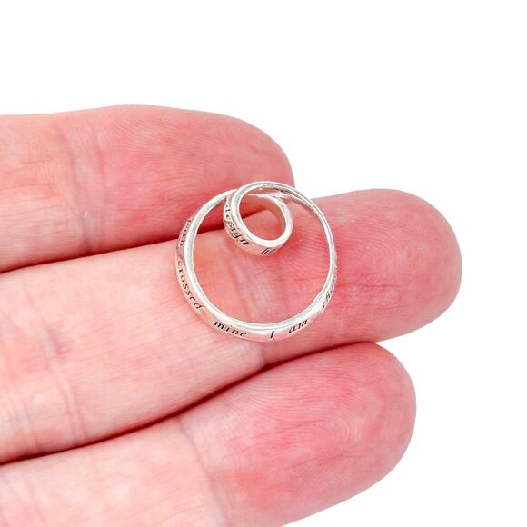 Vintage Sterling Silver Spiral Message Pendant | 925 Inspirational Jewelry - Picture 1 of 10
